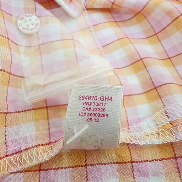 Victoria's Secret Pajama Top Small Mayfair Button Pink Orange Plaid Check PJ - Picture 11 of 12